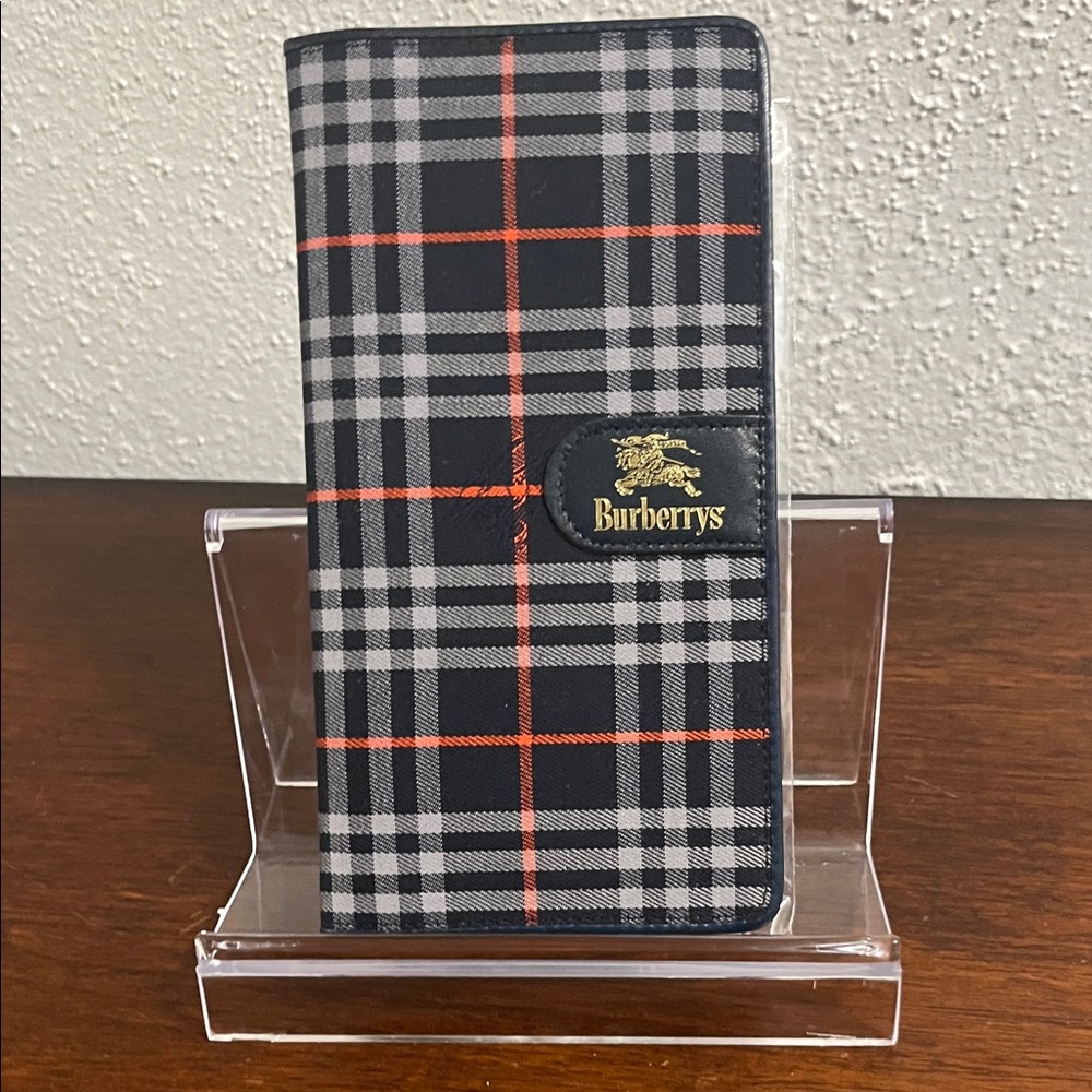 Excellent Used Condition-Burberry Black, Gray, and Red Checkered Phone Case